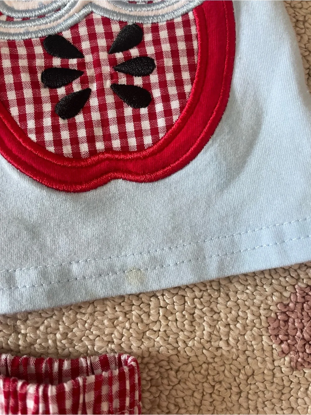 Blue Apple Appliqué Sleeveless bloomer set